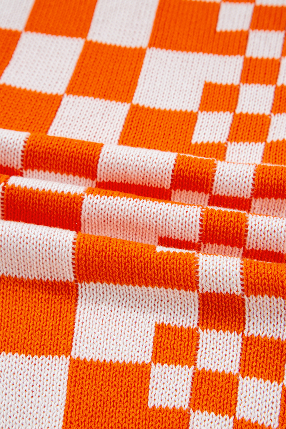 PREORDER: Orange Checkered Open Front Drop Shoulder Cardigan (Ships 2-4 Weeks)