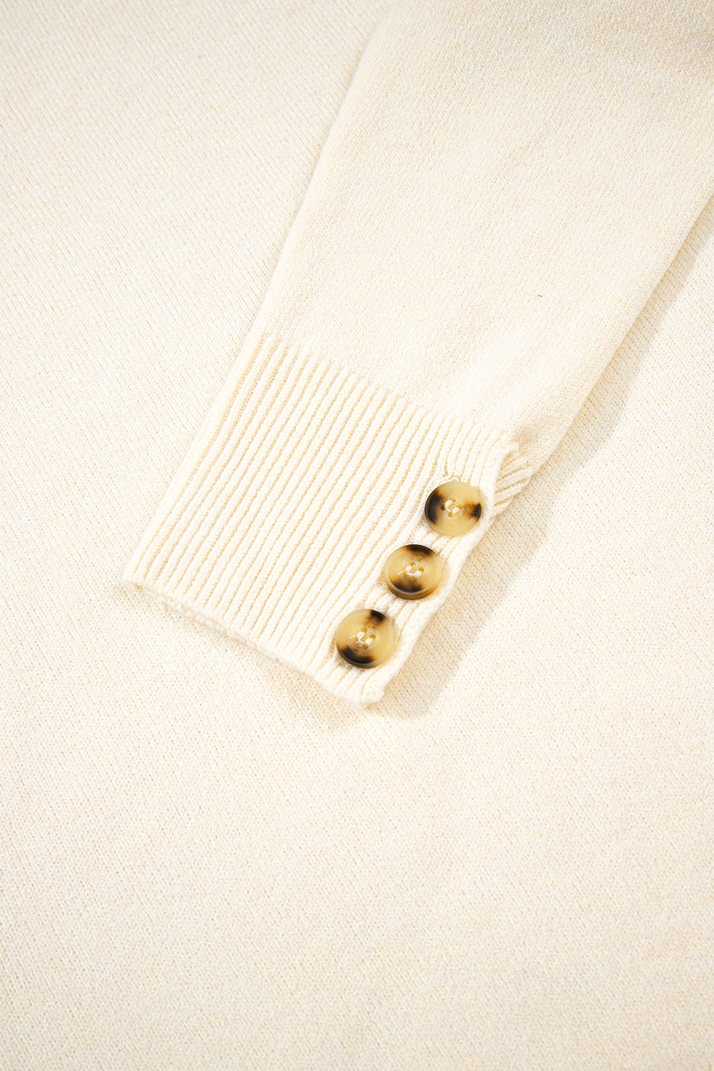 PREORDER: White Buttoned Bishop Sleeve Crew Neck Sweater (Ships 21-28 Business Days)