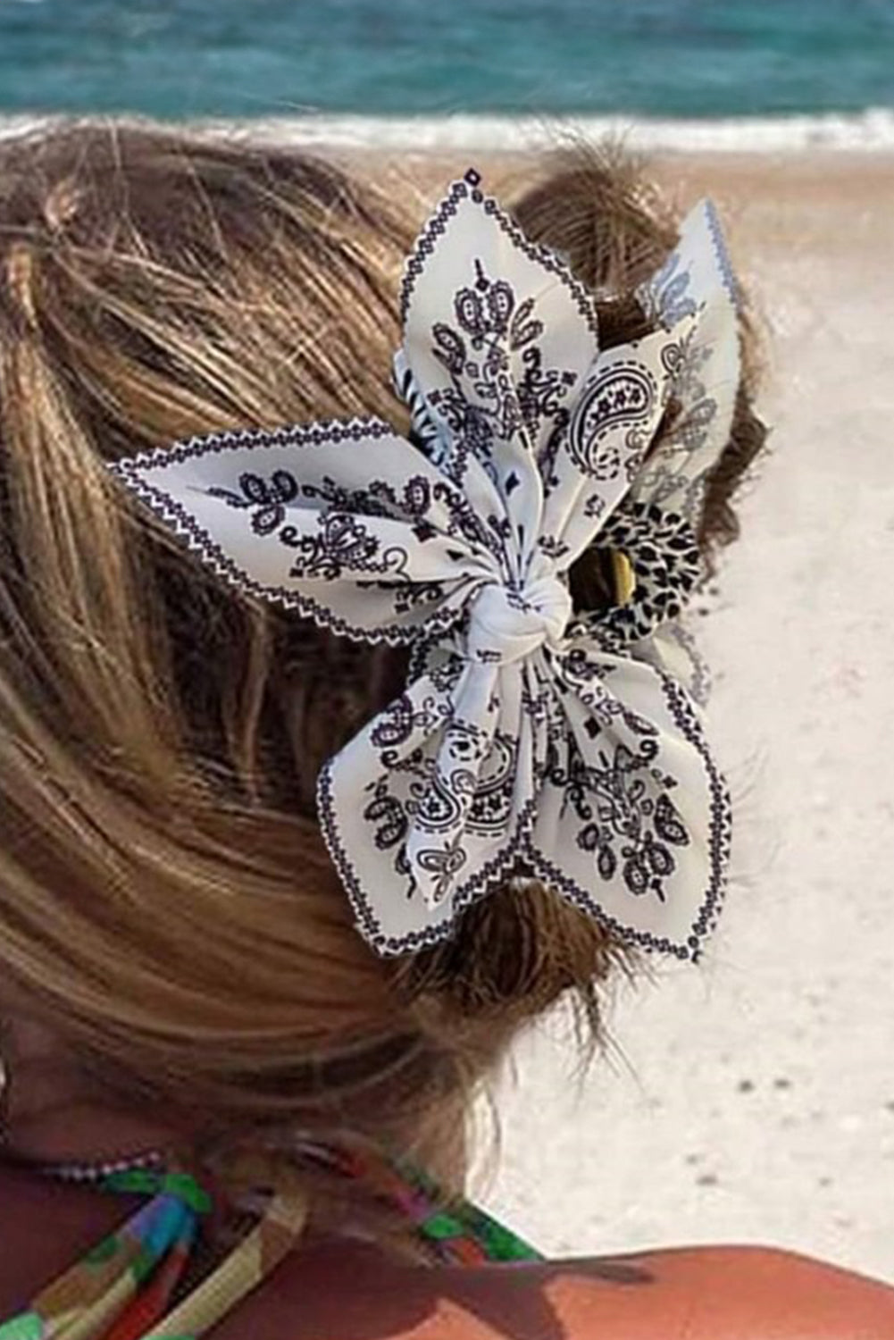 PREORDER: Black Paisley Floral Print Bow Knot Hair Clip