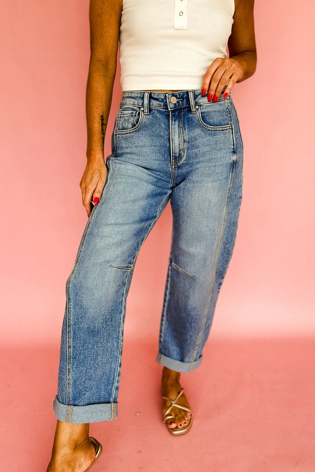 PREORDER: Dusk Blue Vintage Washed Seam Detail Shift Jeans (Ships in 3-4 weeks)