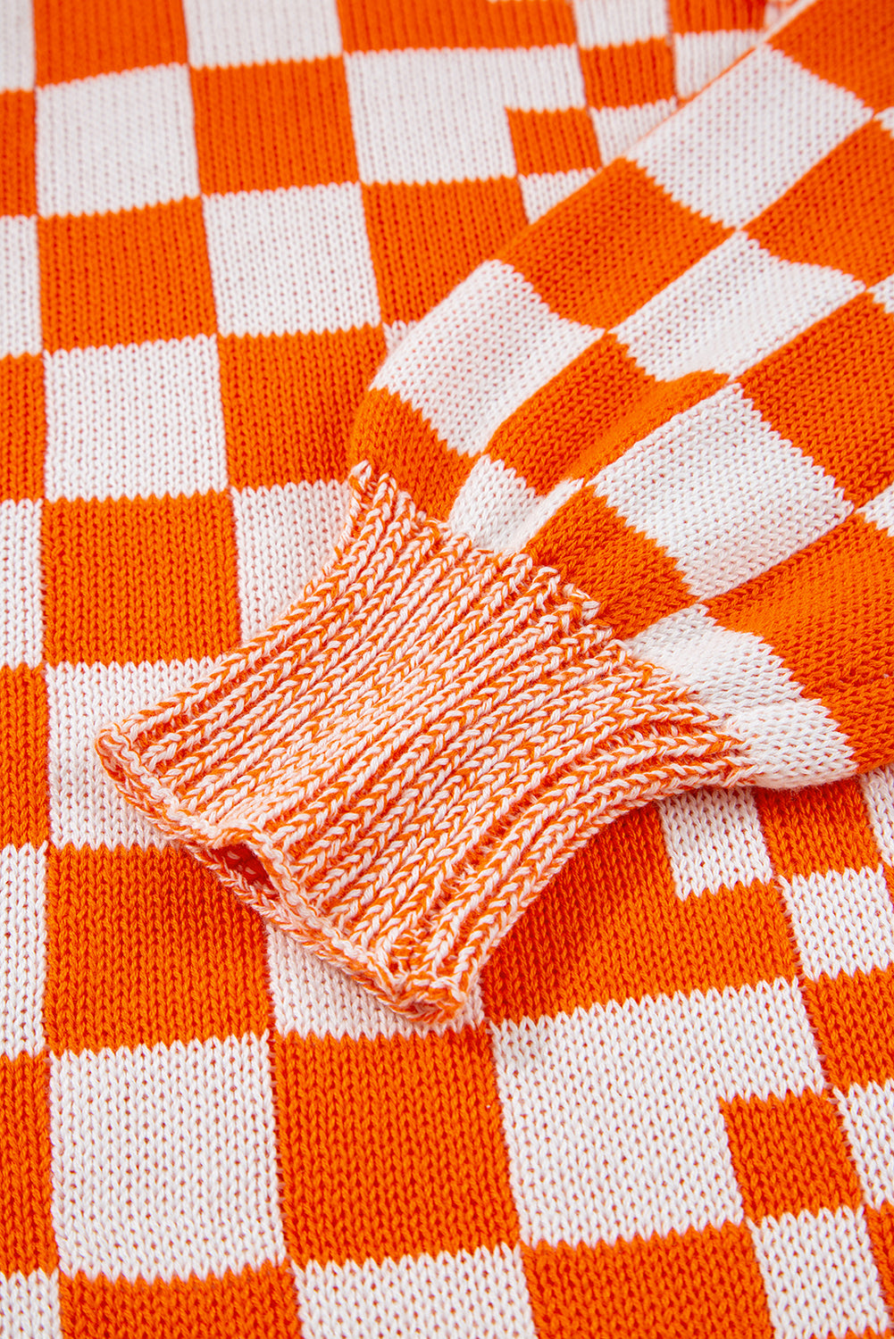 PREORDER: Orange Checkered Open Front Drop Shoulder Cardigan (Ships 2-4 Weeks)