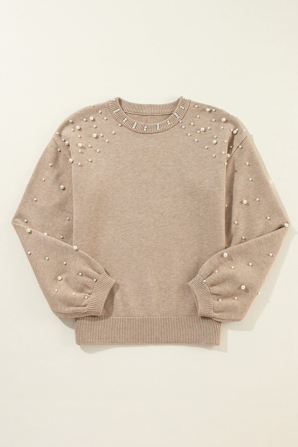 PREORDER: Pearled Drop Shoulder Round Neck Sweater (Ships 21-28 Business Days)