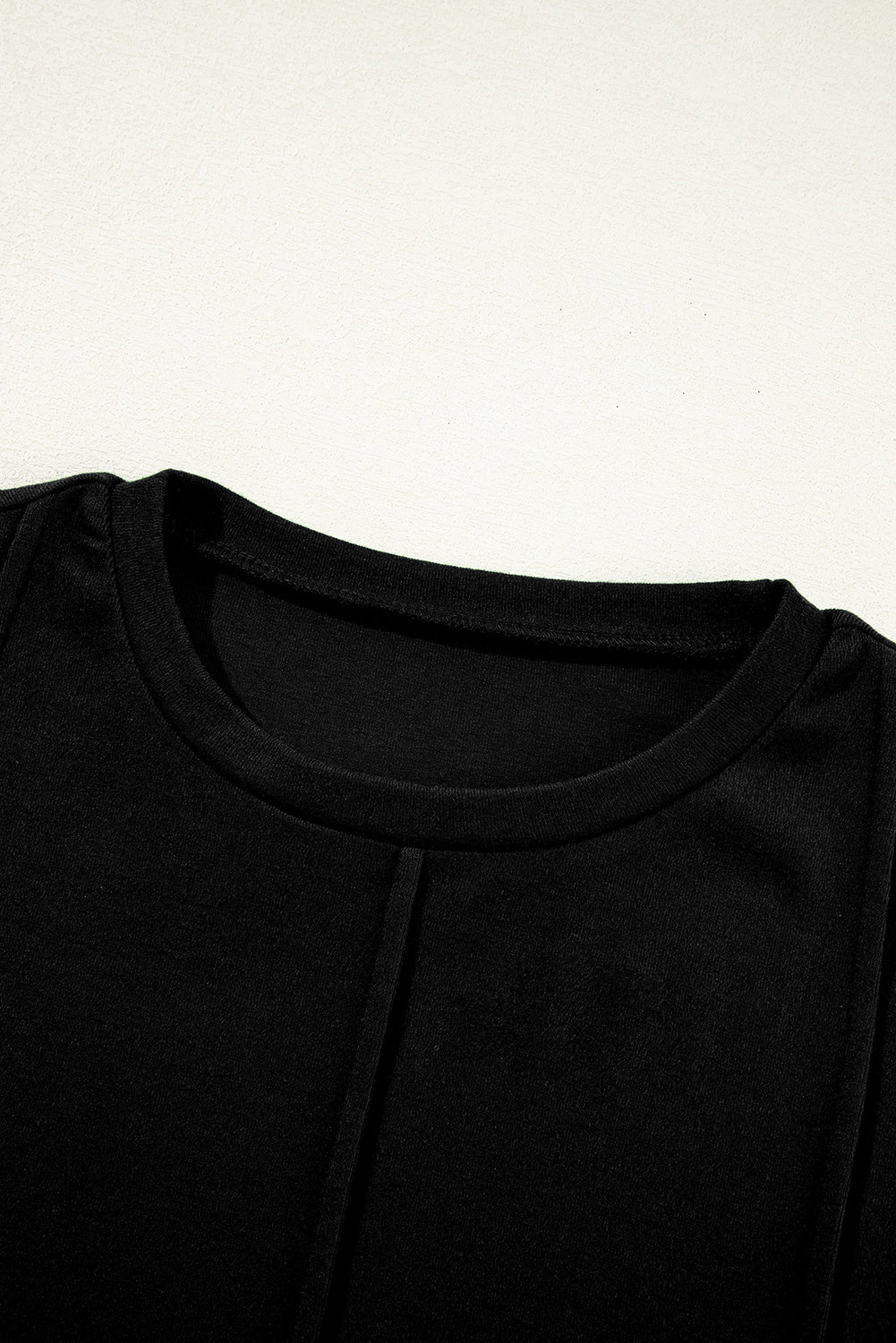 PREORDER: Black Solid Exposed Seam Crew Neck Long Sleeve Top (Ships 3-4 Weeks)