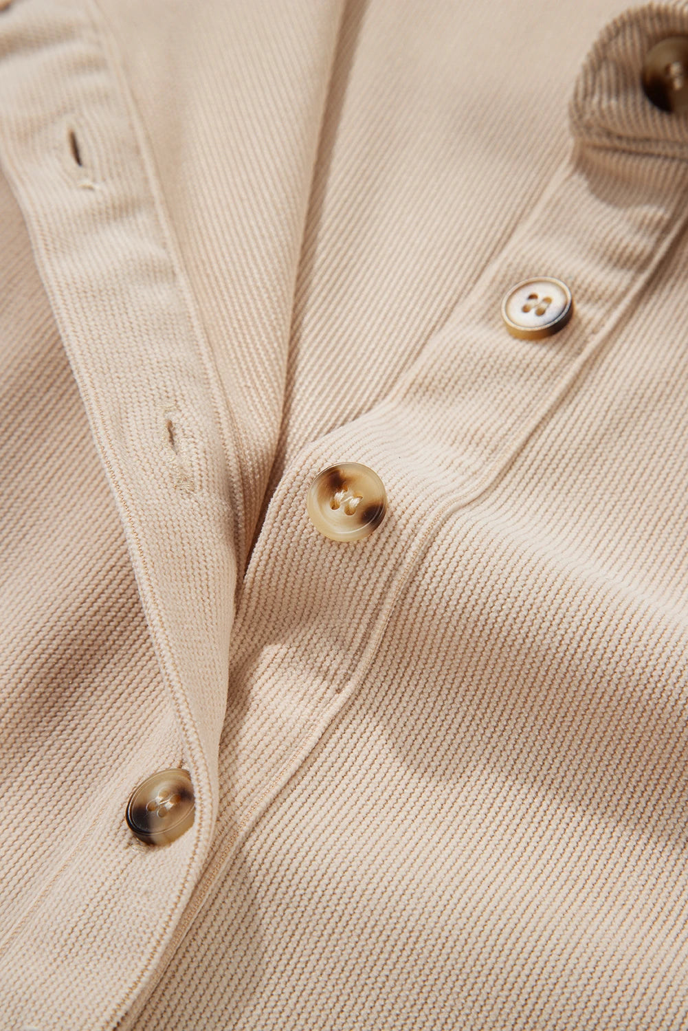 PREORDER: Oatmeal Corduroy Half Button Collared Long Sleeve Mini Dress (Ships 21-28 Business Days)