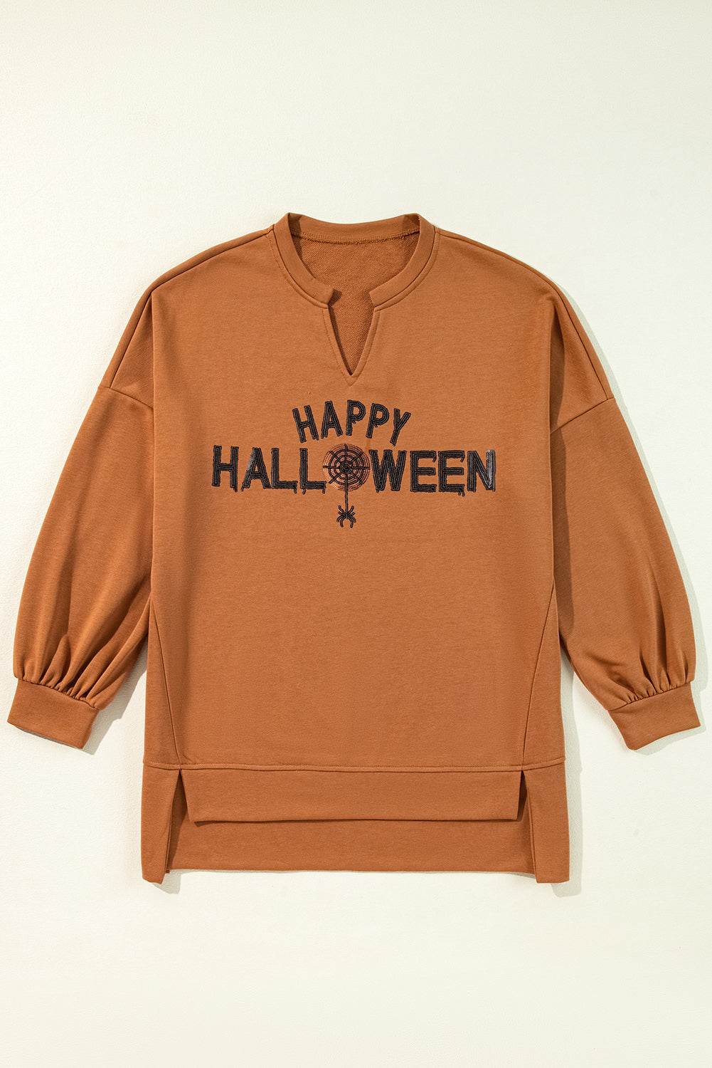PREORDER: Chestnut Sequin Happy Halloween Top (Ships 3-4 Weeks)