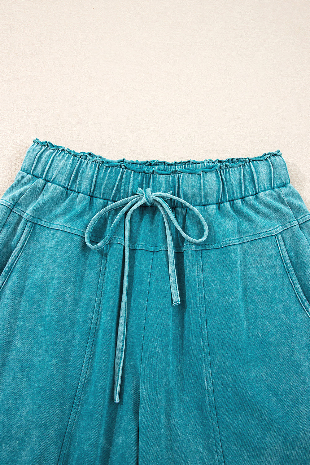 PREORDER: Mineral Wash High Waist Raw Hem Patched Pocket Pants (Ships 3-4 Weeks)