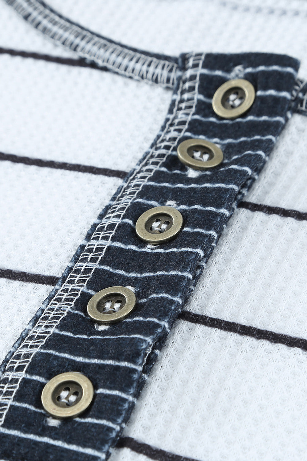 PREORDER: Striped Color Block Buttoned Waffle Knit Shirt (Ships 3-4 Weeks)