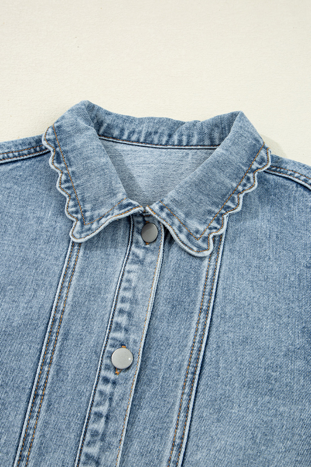 PREORDER: Scallop Trim Denim Jacket (Ships 3-4 Weeks)