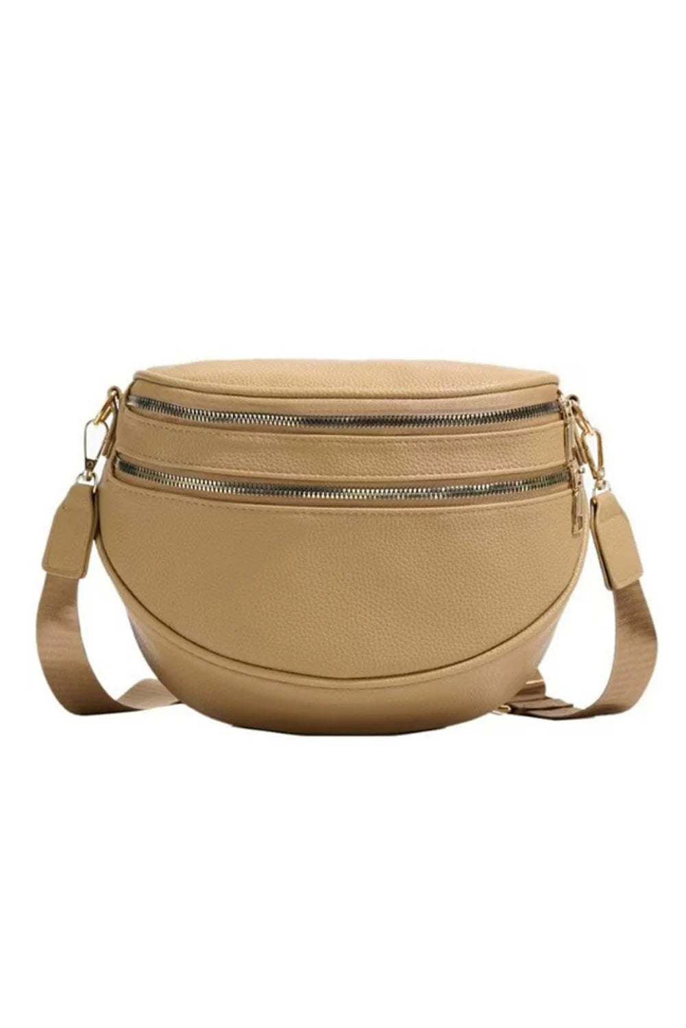 PREORDER: Double Zip Faux Leather Crossbody Bag (Ships 3-4 Weeks)
