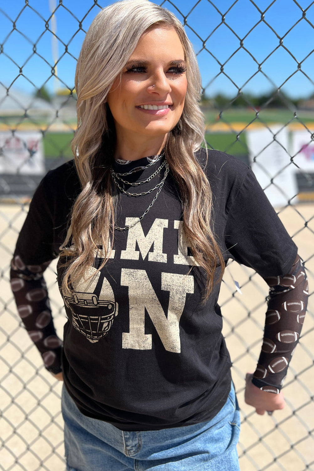 PREORDER: Black Football Mesh Top (Ships 2-5 Weeks)