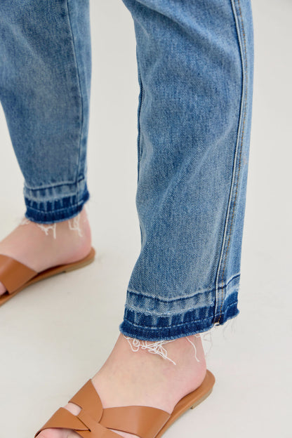 Mid Rise Rigid Magic Release Hem Boyfriend - Judy Blue Jeans