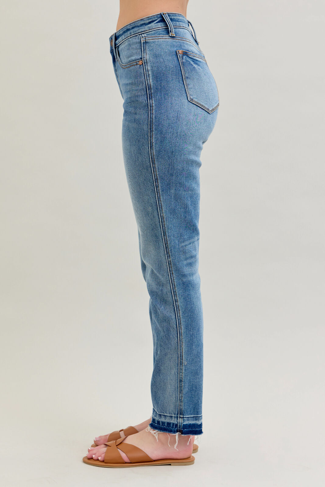 Mid Rise Rigid Magic Release Hem Boyfriend - Judy Blue Jeans