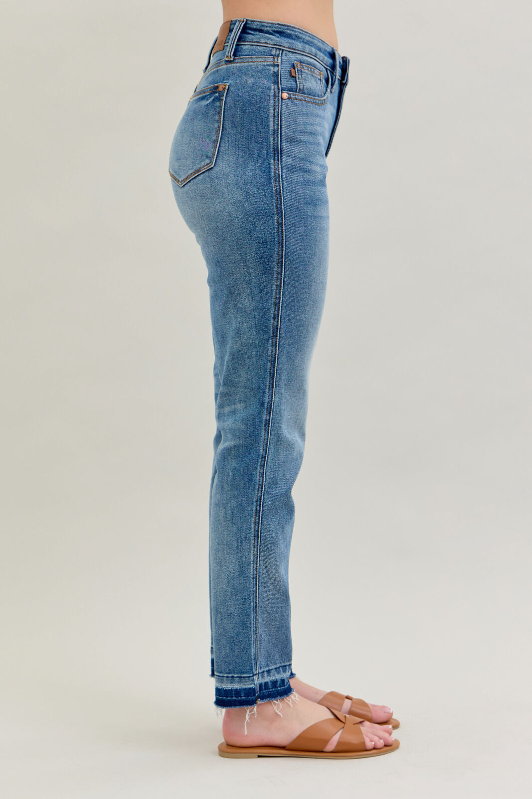 Mid Rise Rigid Magic Release Hem Boyfriend - Judy Blue Jeans