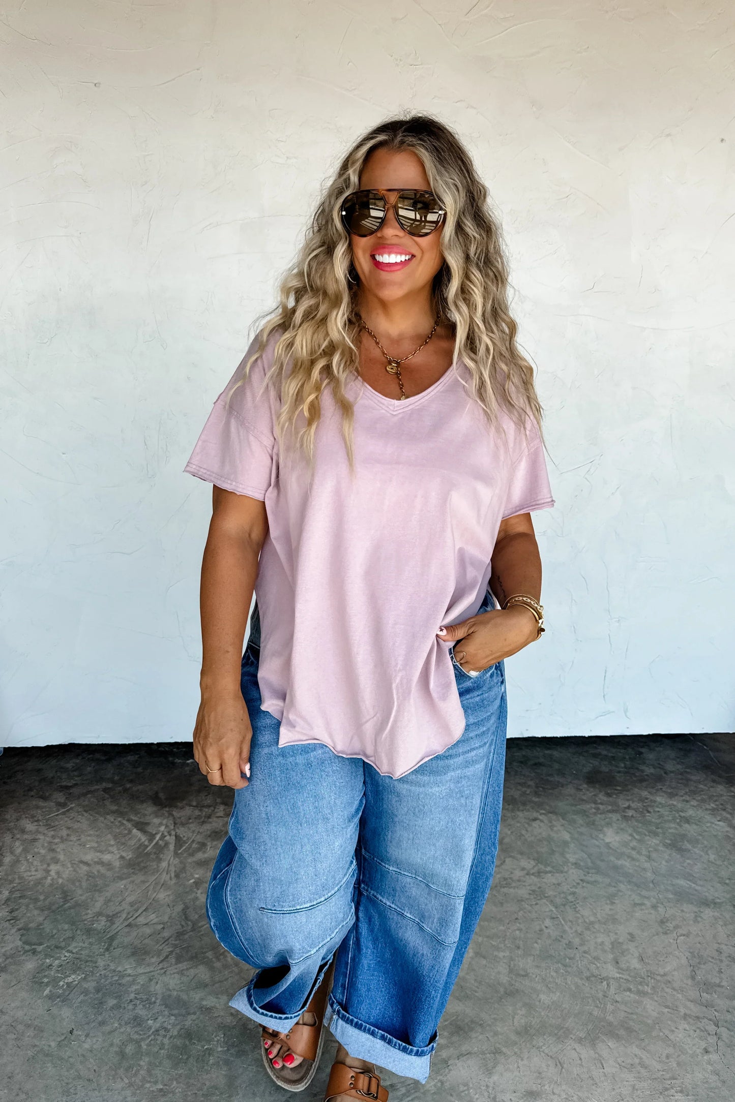 PREORDER: Joey V-Neck Washed Cotton Boyfriend Tee (Ships Week of 12/8)