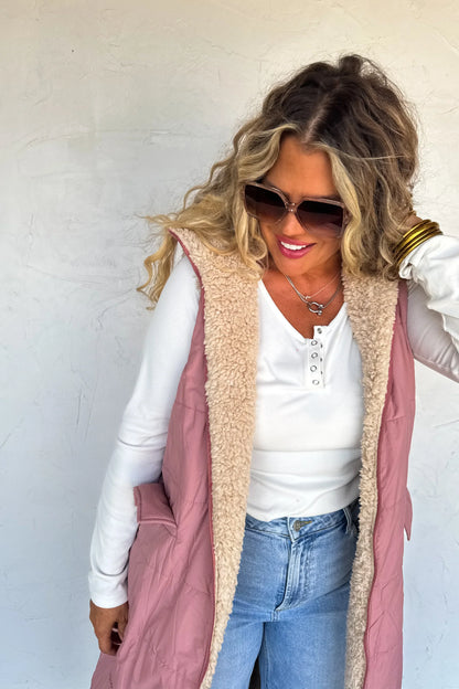PREORDER: Reversible Sherpa Puffer Vest (Ships Week of 12/15)