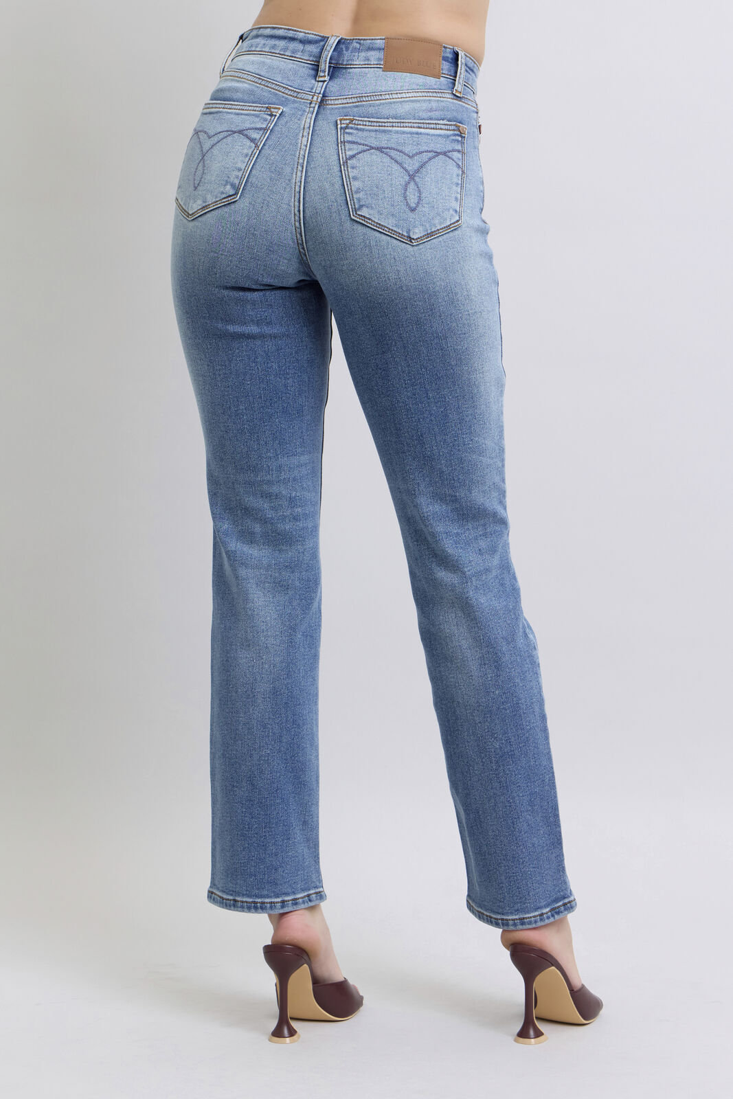 High Waist Vintage Wash Thermal Straight - Judy Blue Jeans