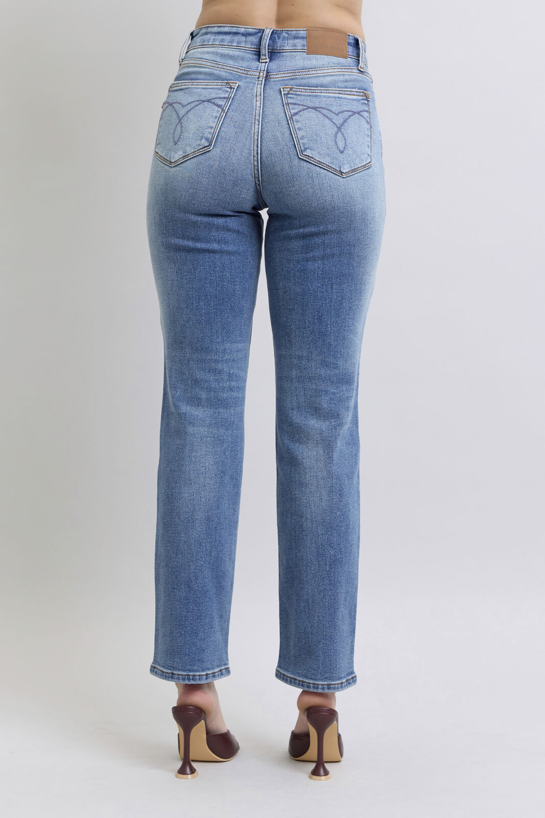 High Waist Vintage Wash Thermal Straight - Judy Blue Jeans