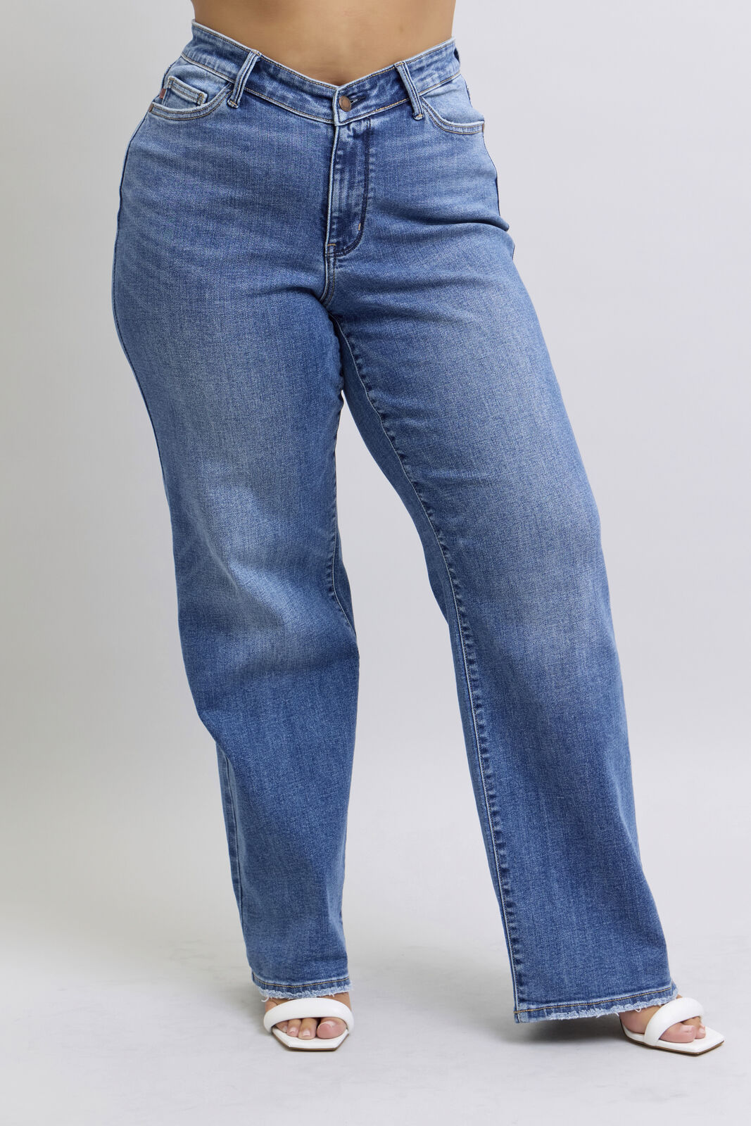 High Waist V-Front Vintage Wash Straight Fit - Judy Blue Jeans