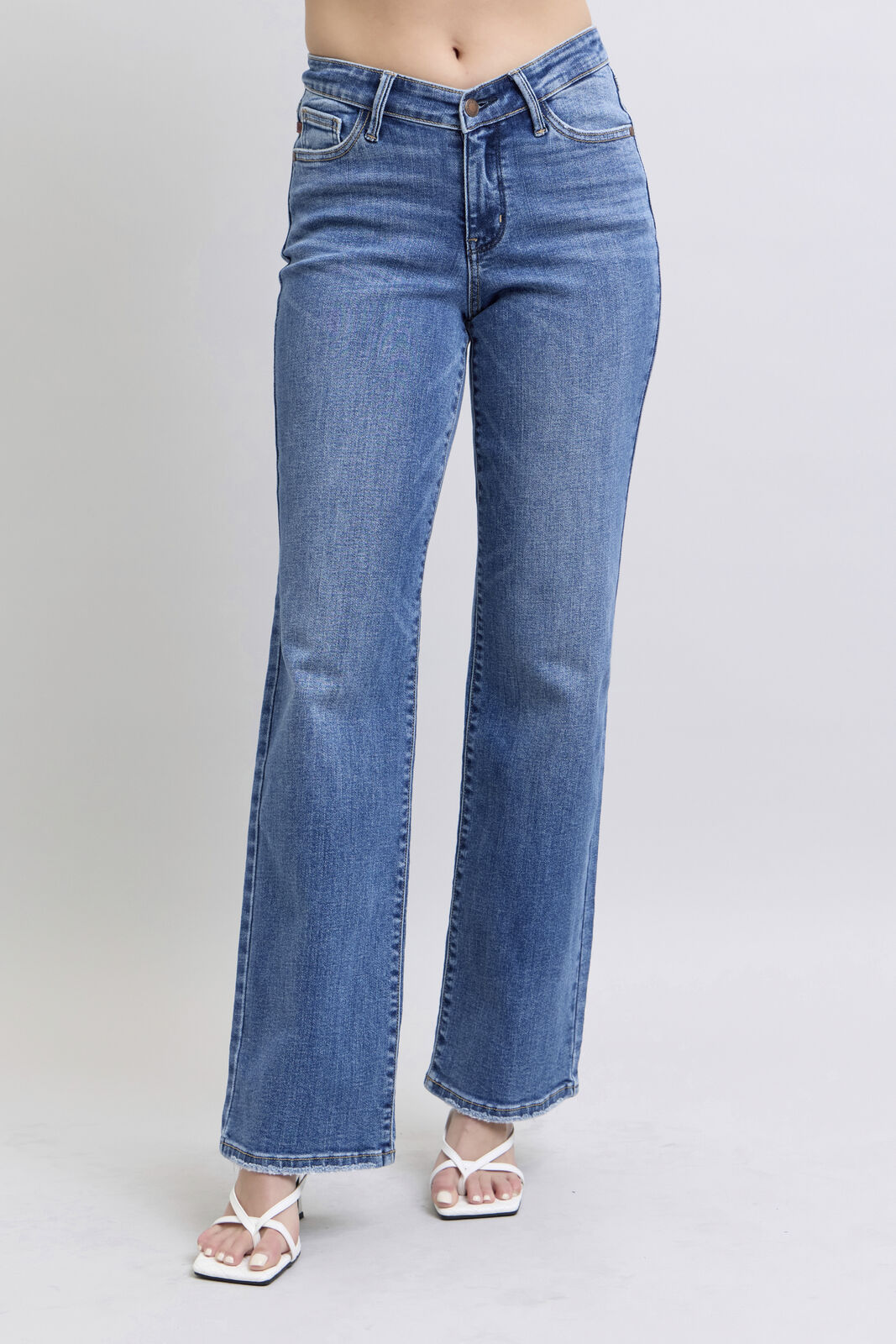 High Waist V-Front Vintage Wash Straight Fit - Judy Blue Jeans