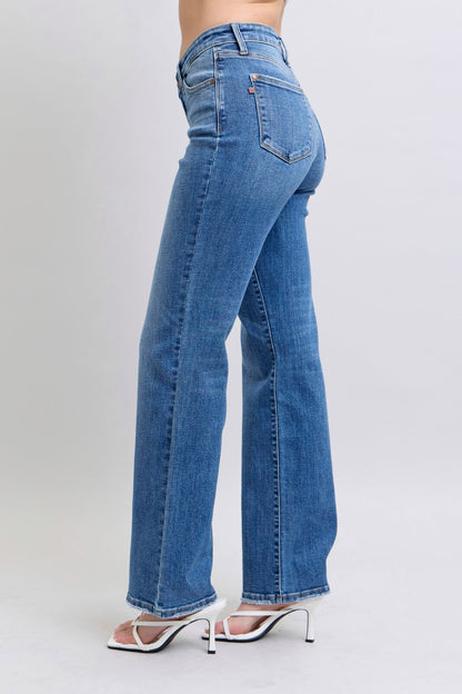 High Waist V-Front Vintage Wash Straight Fit - Judy Blue Jeans