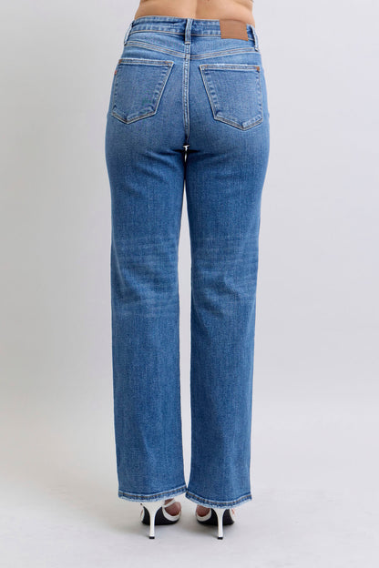 High Waist V-Front Vintage Wash Straight Fit - Judy Blue Jeans