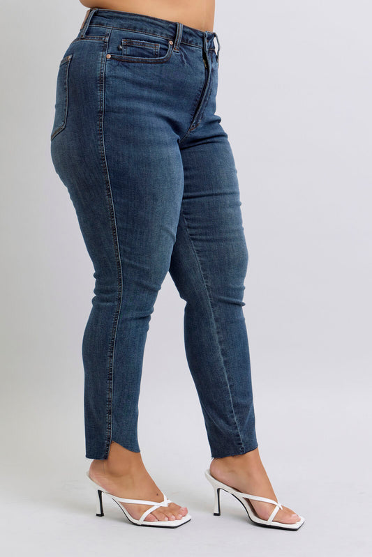 High Waist Tummy Control Step Hem Skinny - Judy Blue Jeans