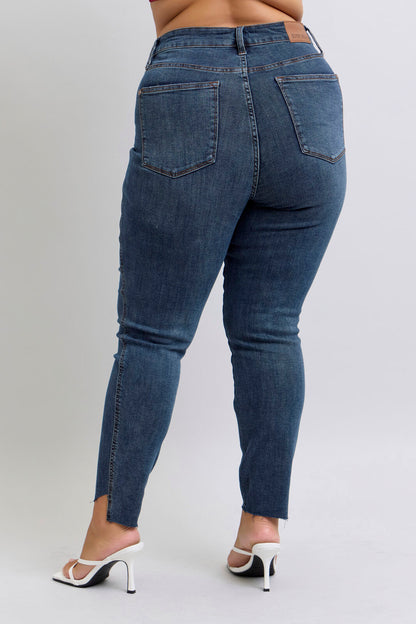 High Waist Tummy Control Step Hem Skinny - Judy Blue Jeans