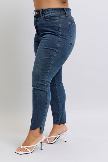 High Waist Tummy Control Step Hem Skinny - Judy Blue Jeans