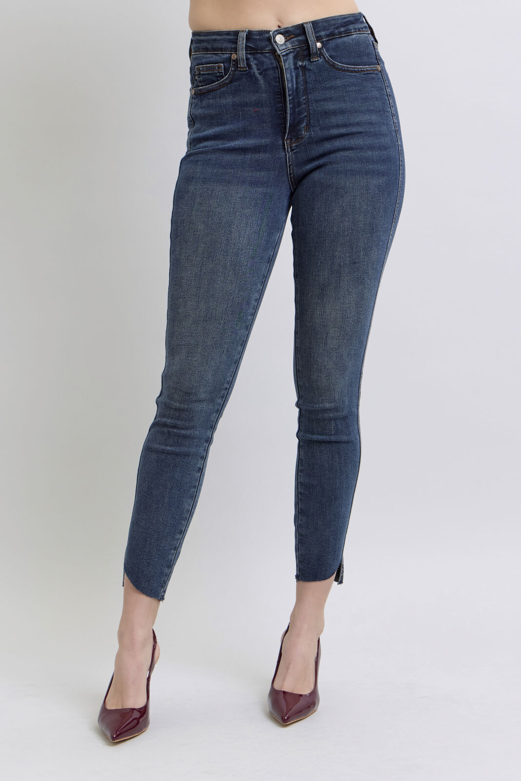 High Waist Tummy Control Step Hem Skinny - Judy Blue Jeans