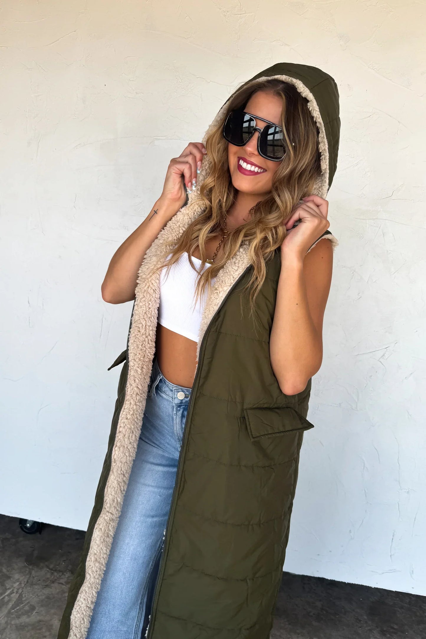 PREORDER: Reversible Sherpa Puffer Vest (Ships Week of 12/15)