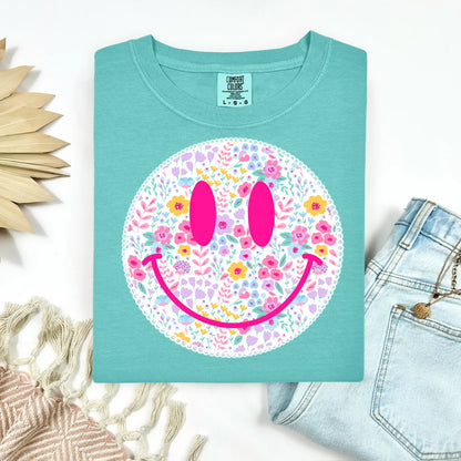 Floral Smiley Face Tee