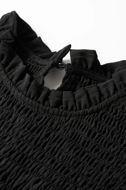 PREORDER: Black Smocked Shirred Top (Ships 21-28 Business Days)