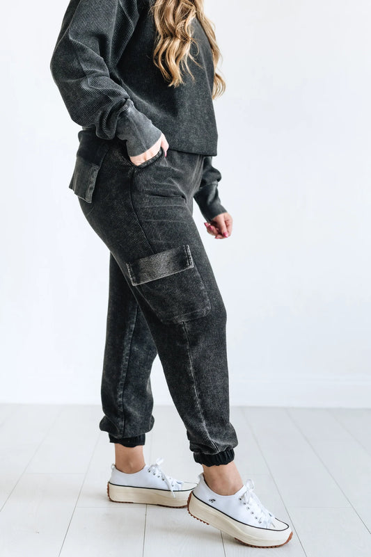 Corded Jogger - Washed Black