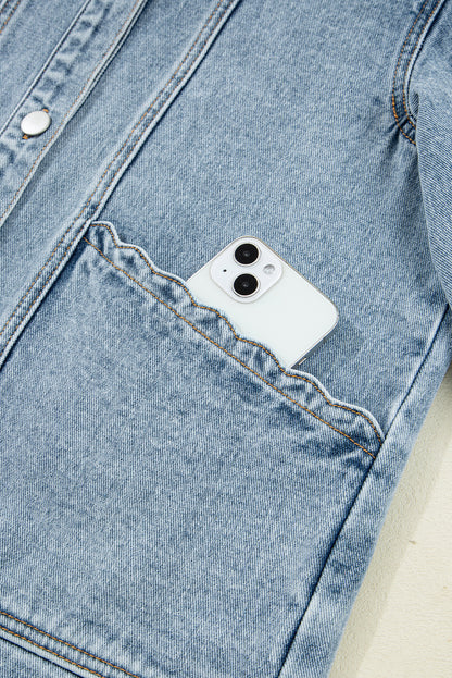 PREORDER: Scallop Trim Denim Jacket (Ships 3-4 Weeks)