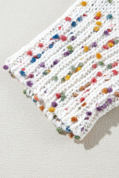 PREORDER: White Confetti Rib Knit Long Sleeve Cardigan (Ships 2-4 Weeks)