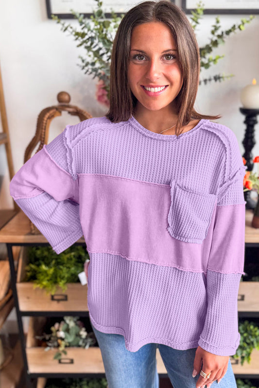 PREORDER: Purple Thermal Patchwork Long Sleeve (Ships 3-4 Weeks)