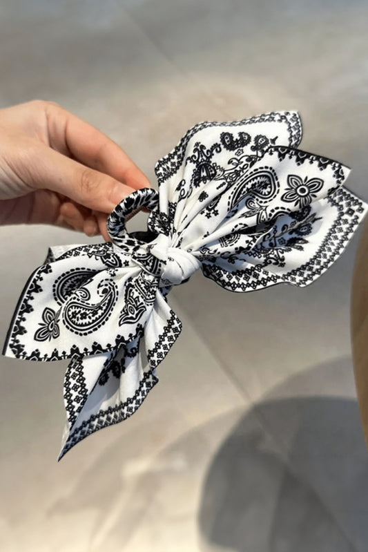 PREORDER: Black Paisley Floral Print Bow Knot Hair Clip