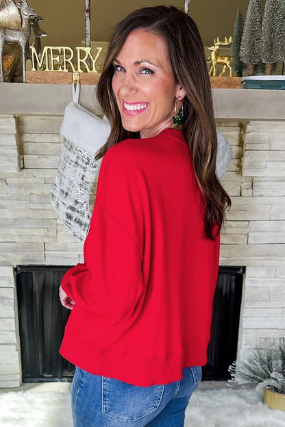 PREORDER: Fiery Red Merry Script Holiday Christmas Graphic Sweatshirt (Ships 21-28 Business Days)