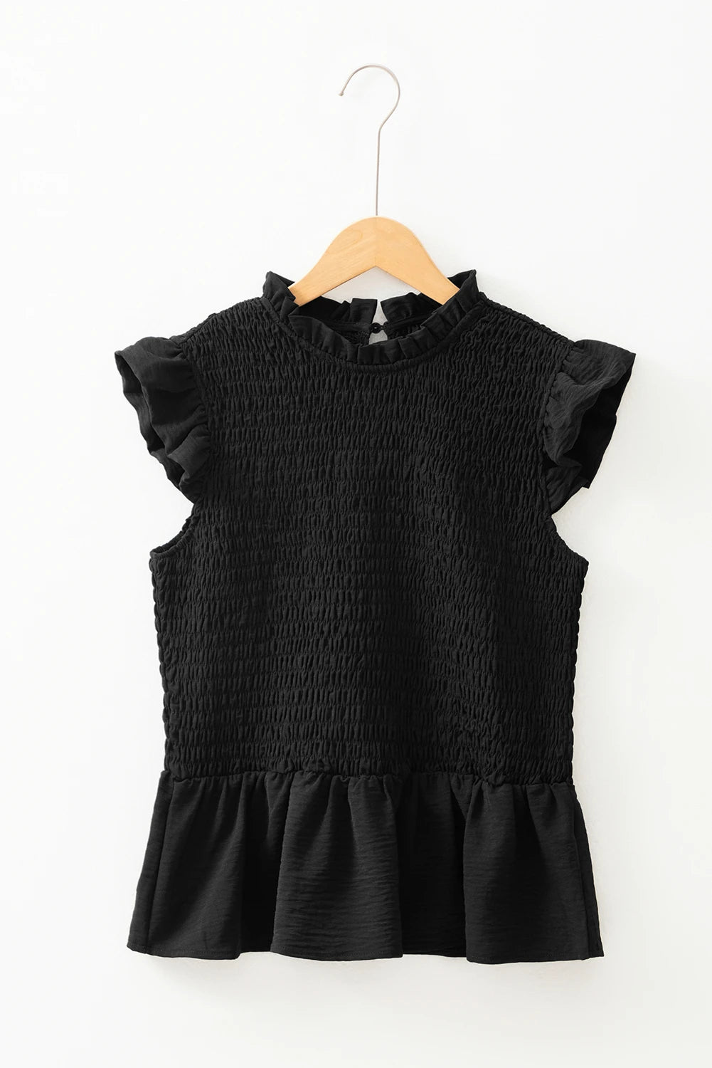 PREORDER: Black Smocked Shirred Top (Ships 21-28 Business Days)