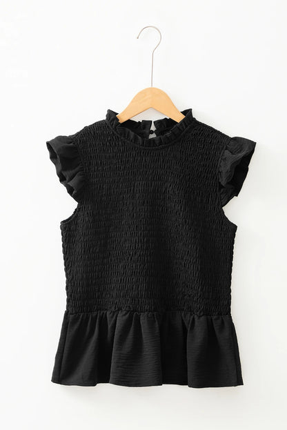 PREORDER: Black Smocked Shirred Top (Ships 21-28 Business Days)