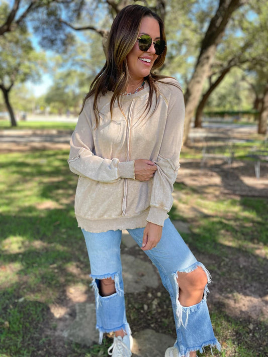 PREORDER: Best Selling Elliott Exposed Seam Sweatshirt in Five Colors (Ships 2-3 Weeks)