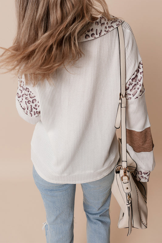 PREORDER: Game Day Leopard Collar Color Block Patchwork Top (Ships 3-4 Weeks)
