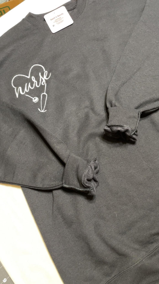 PREORDER: Embroidered Stethoscope Heart Crewneck (Ships in 2-3 weeks)
