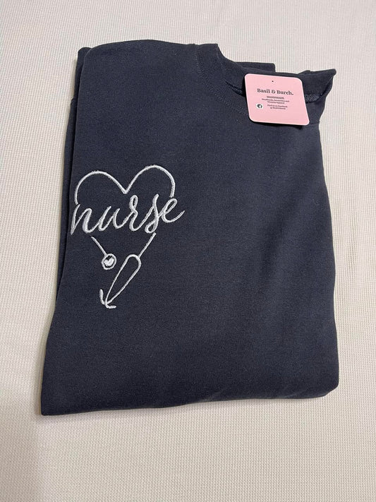 PREORDER: Embroidered Stethoscope Heart Crewneck (Ships in 2-3 weeks)