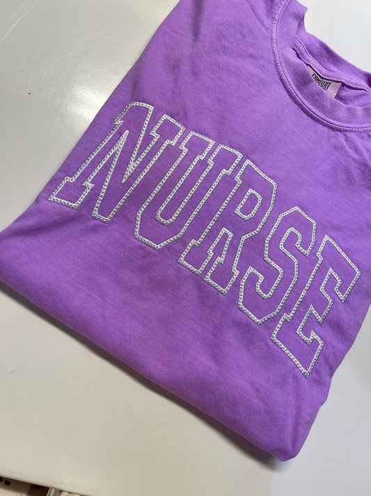 PREORDER: Embroidered Nurse Comfort Colors Tee (Ships in 2-3 weeks)