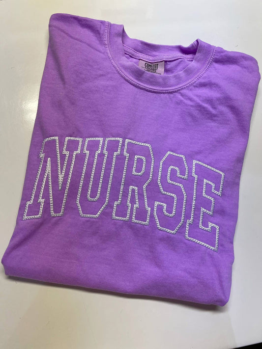 PREORDER: Embroidered Nurse Comfort Colors Tee (Ships in 2-3 weeks)