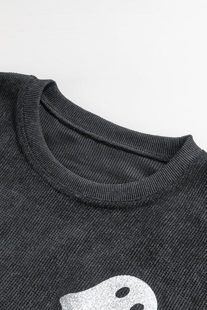 PREORDER: Halloween Ghost Corded Loose Sweatshirt(Ships 21-28 Business Days)