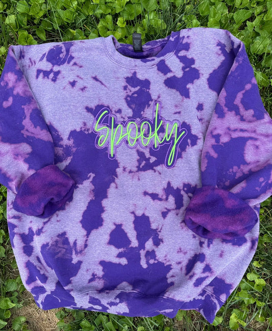 PREORDER: Embroidered Spooky Bleached Crewneck (Ships in 3-4 weeks)
