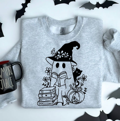 Whimsical Book Ghost Crewneck