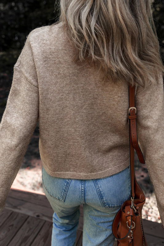 PREORDER: Gray Morn Contrast Colored Dot Detail Drop Shoulder Sweater (Ships 21-28 Business Days)